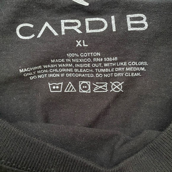 New Cardi B Flowers Mens Classic Vintage Concert T-shirt Black XL rap gift Bardi - Picture 4 of 4